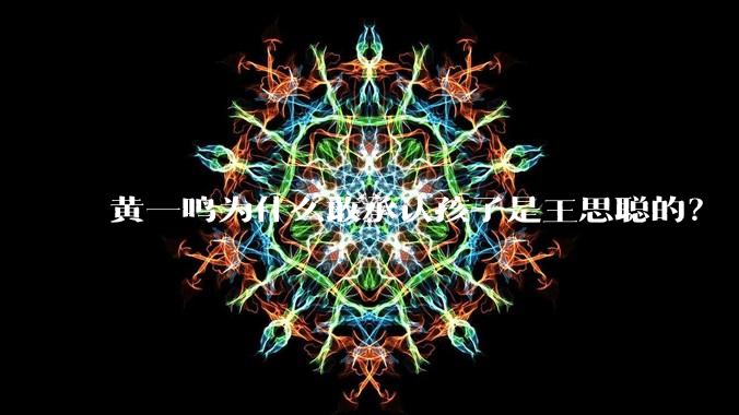 黄一鸣为什么敢承认孩子是王思聪的？