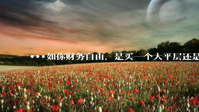 ***如你财务自由，是买一个大平层还是买一个大别墅？
